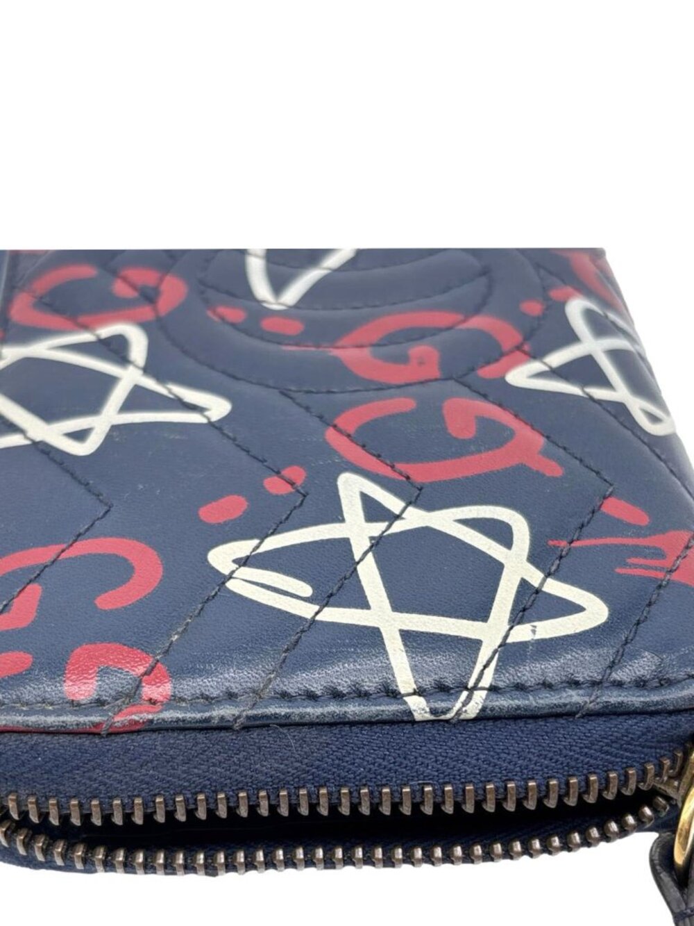 Gucci  Ghost Matelasse Leather Zippy Wallet Blue 448087 - Picture 11 of 15